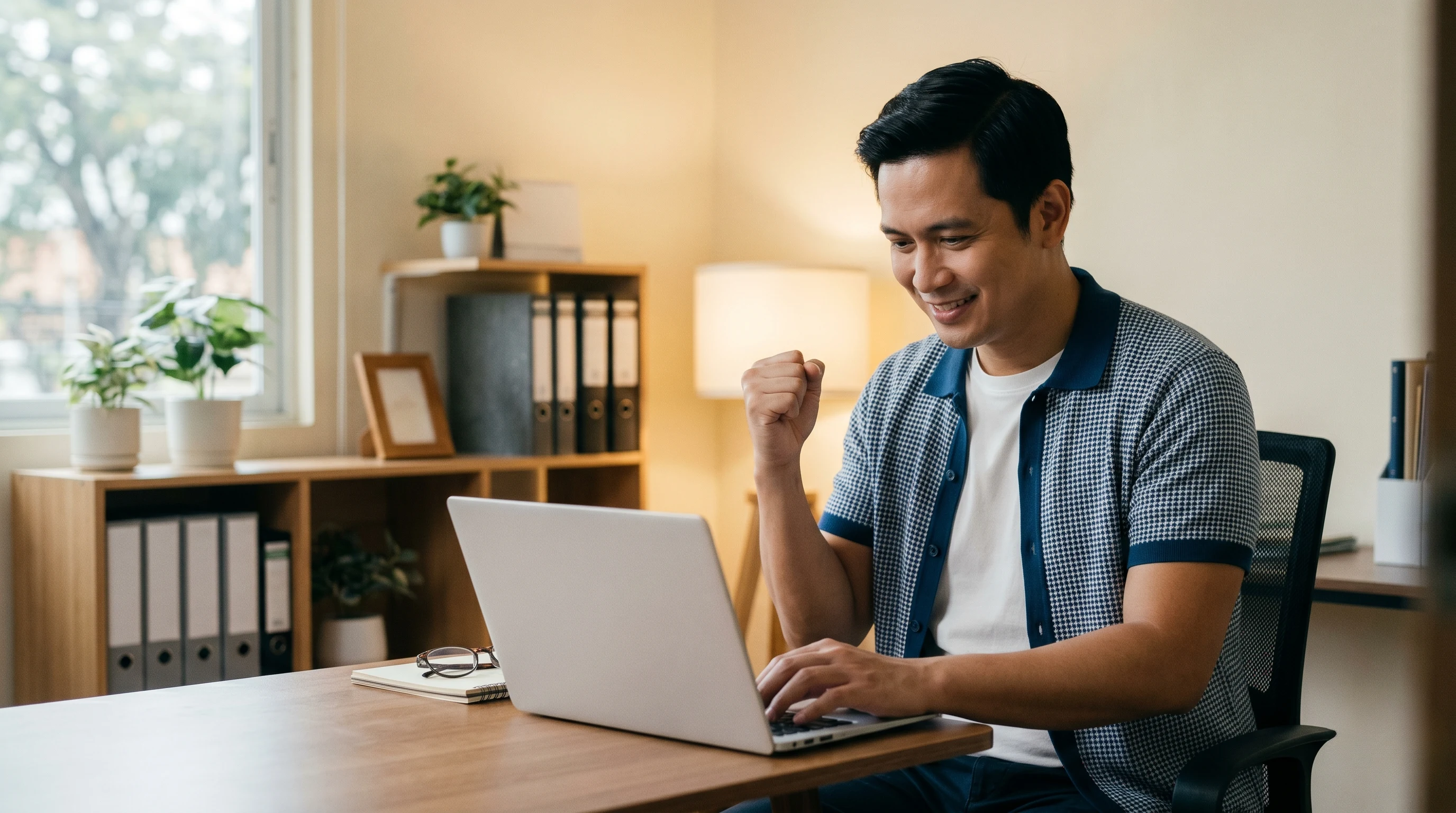 Filipino accountant at his laptop